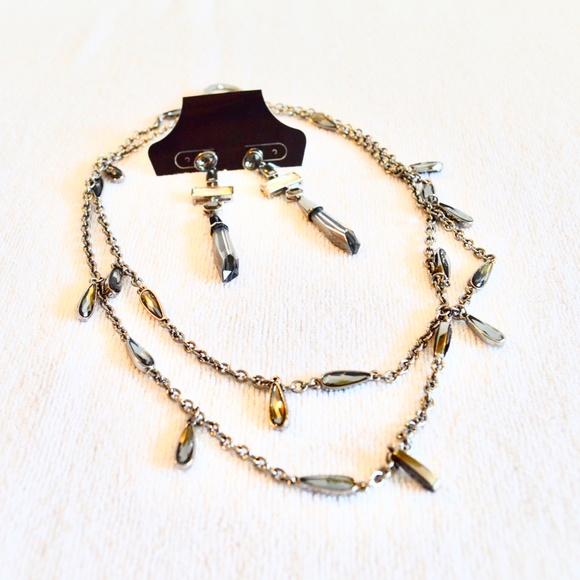 St. John Gunmetal Necklace and Earring Set - Picture 2 of 11